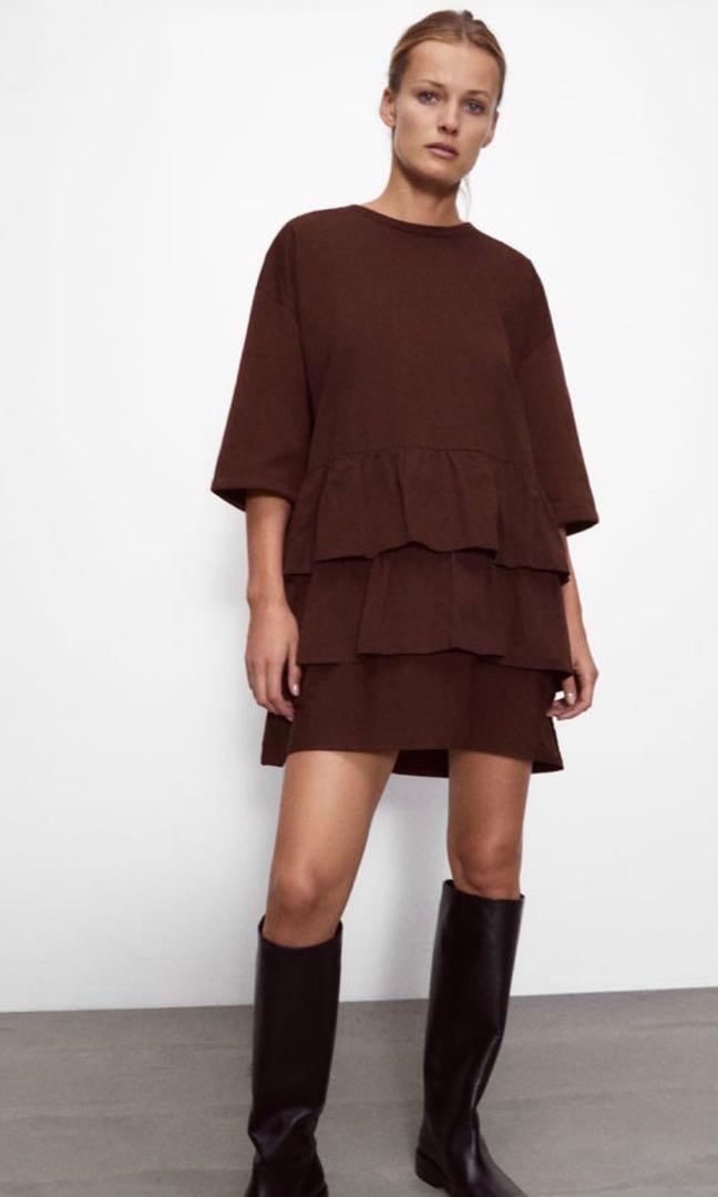 Zara BNWT T shirt Dress in Burgundy Women s Fashion Tops
