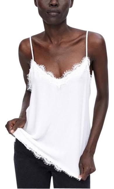 white lace cami top