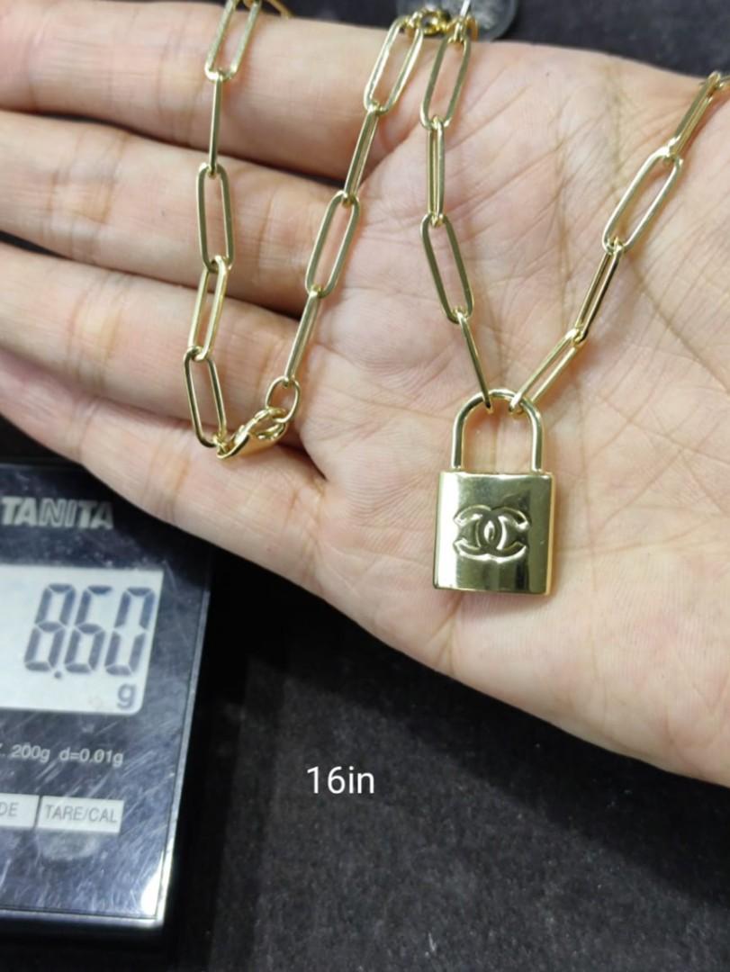 18K Saudi Gold Paper Clip Chain with Chanel Pendant Women s Fashion Jewelry Organizers Necklaces on Carousell