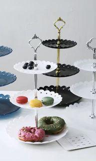 Black 3 tier dessert tray