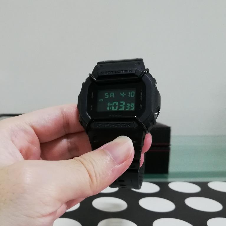 Authentic G Shock DW 5600BB with Black Bull Bar Installed