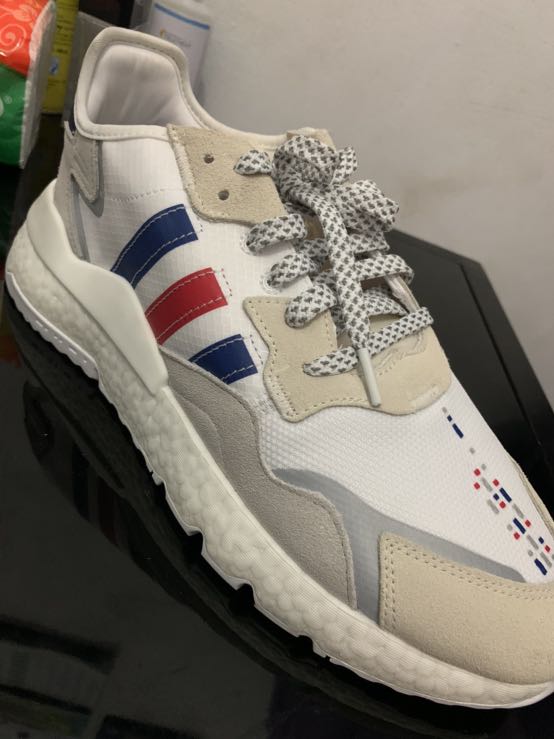 Adidas nite jogger red online white blue