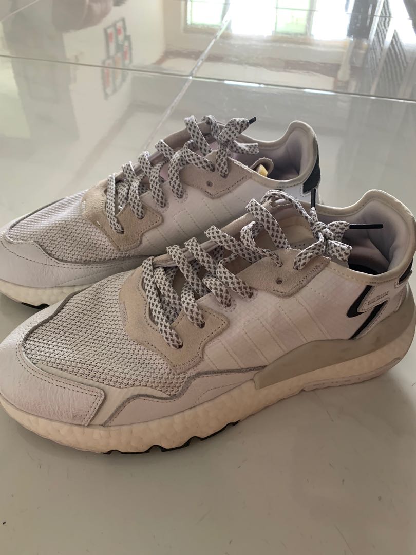 White adidas nite top jogger