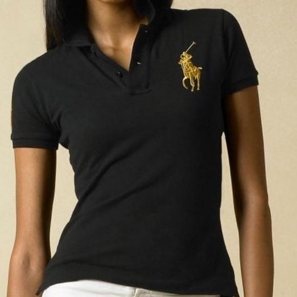 Black polo with gold horse clearance
