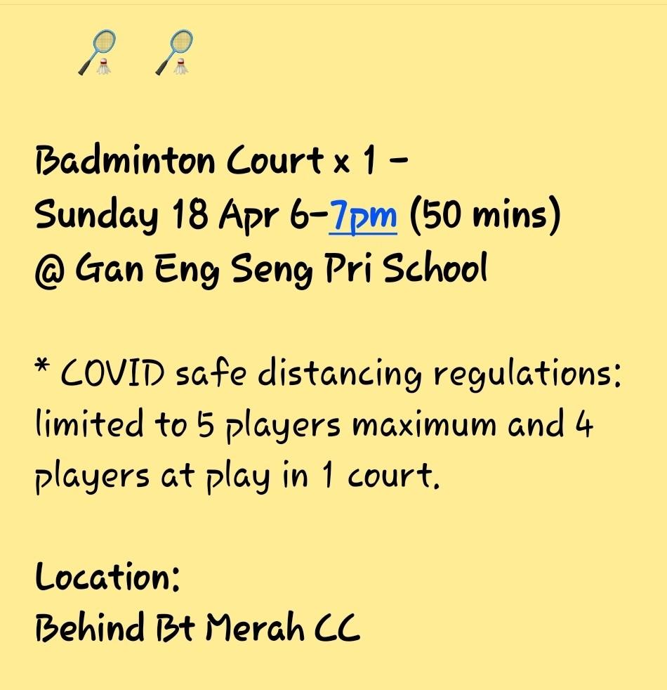 Badminton Court Bukit Merah Redhill Sports Sports Games Equipment On Carousell