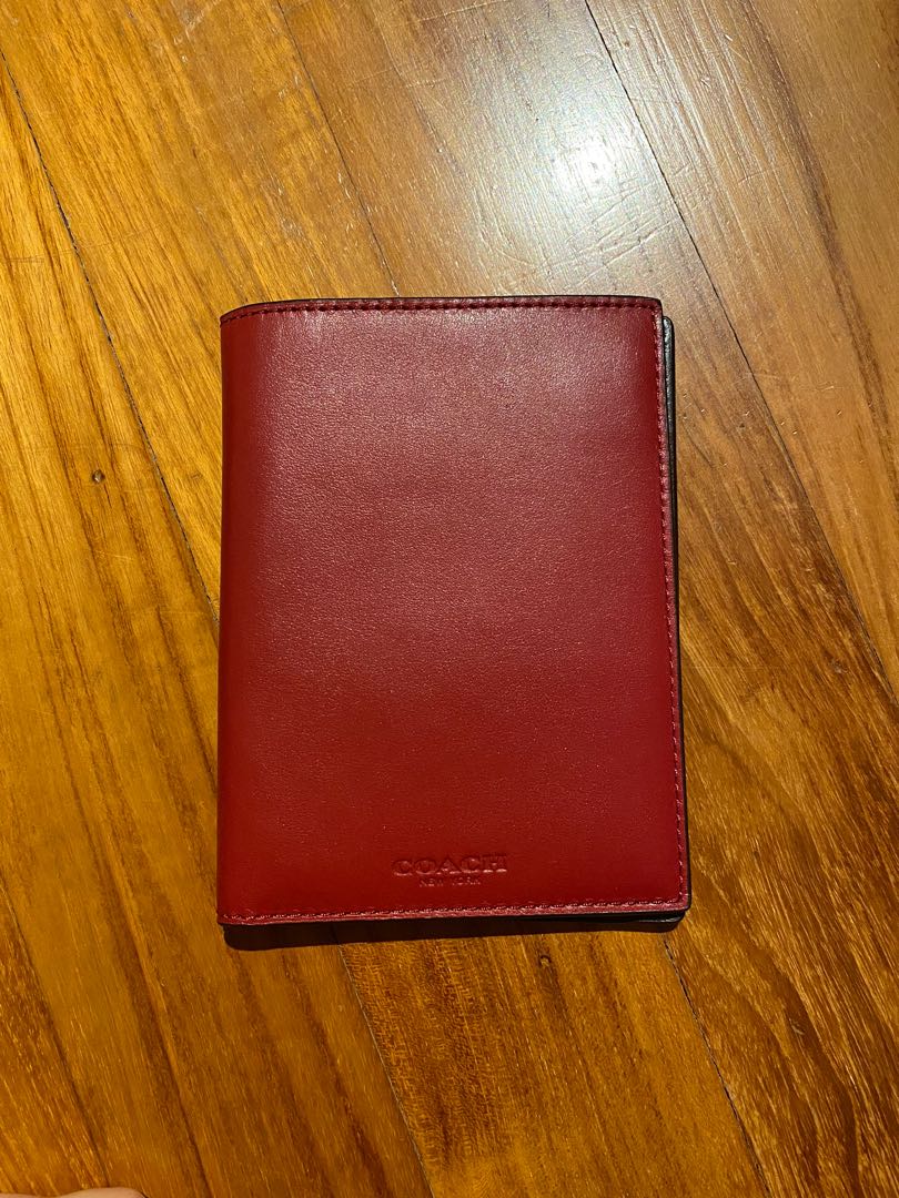 Coach passport holder red
