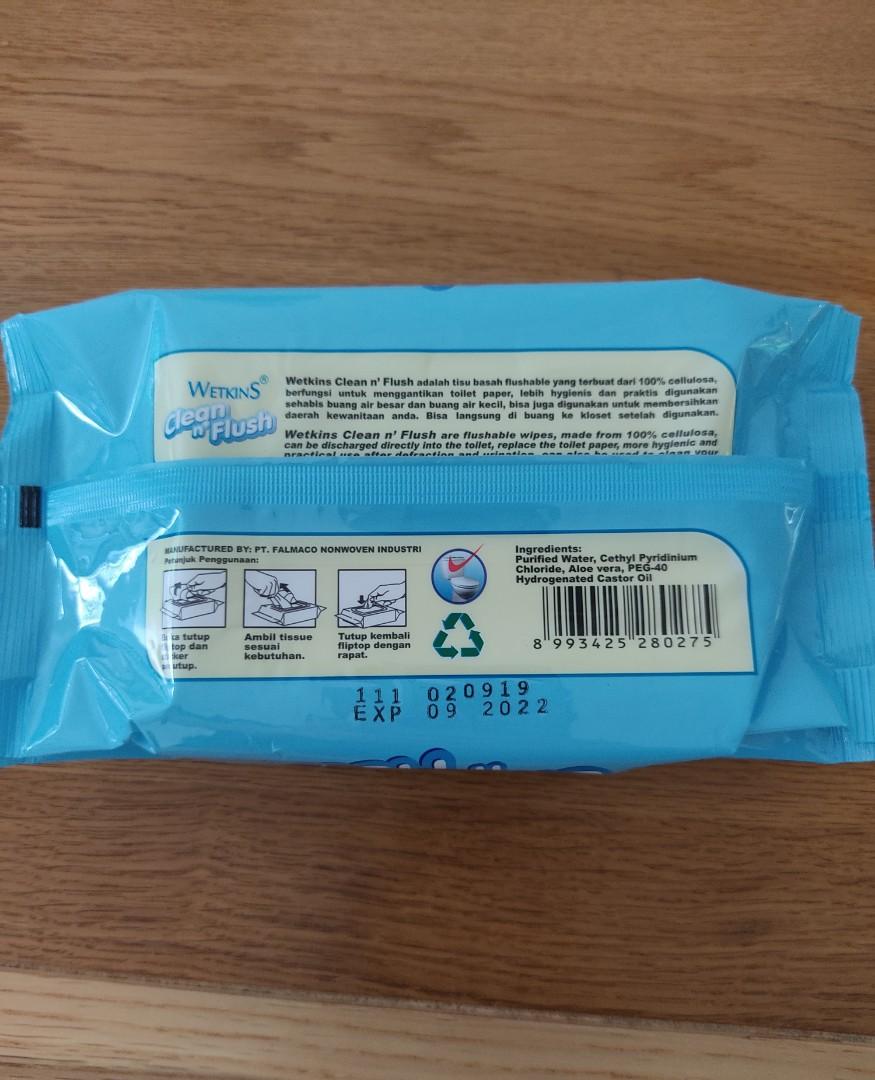 Flushable Wet Wipes / Toilet Wipes / Wet Tissues (alcohol free) 72s