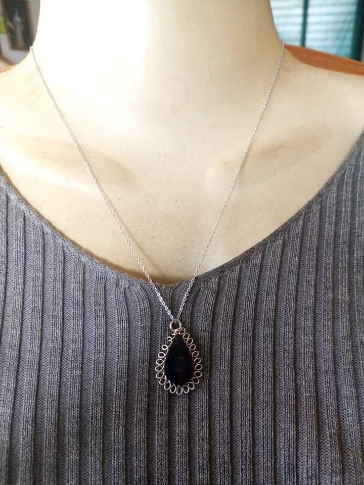 For Sale I Have This Great Black Onyx Healing Stone Pendant Necklace Hand Crafted By The