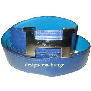 Hermes Reversible 32mm Belt Orange/Blue Jean Swift/Togo