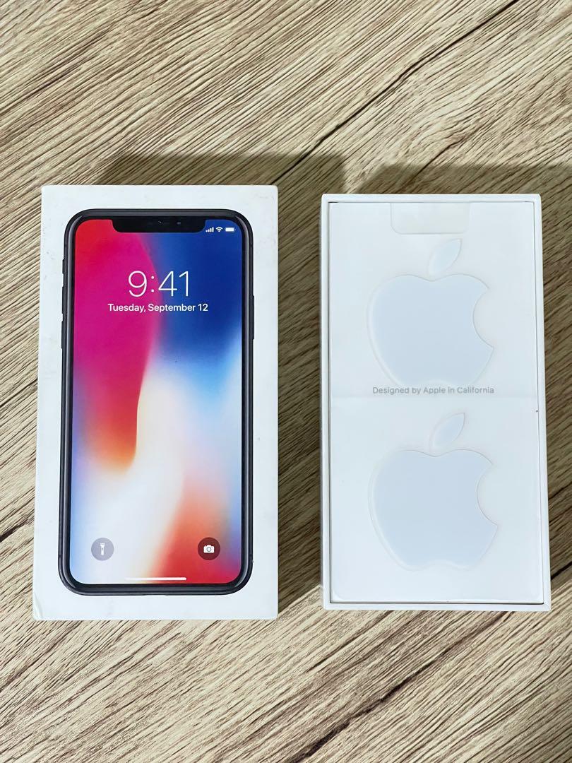 iPhone X box only (Category: Other Mobile & Gadget Accessories) located in Marikina City. Submitted by justylebasics (Listing ID 1080714465, Image 1). Description: Box with Apple Sticker.