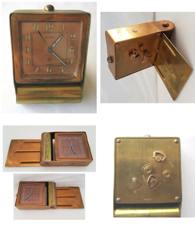 Jaeger LeCoultre Alarm Clock Vintage Brass Clock Unique Travel Alarm Luxury Clock Exquisite Timer Designer Jaeger Souvenir Manual Winding Watch