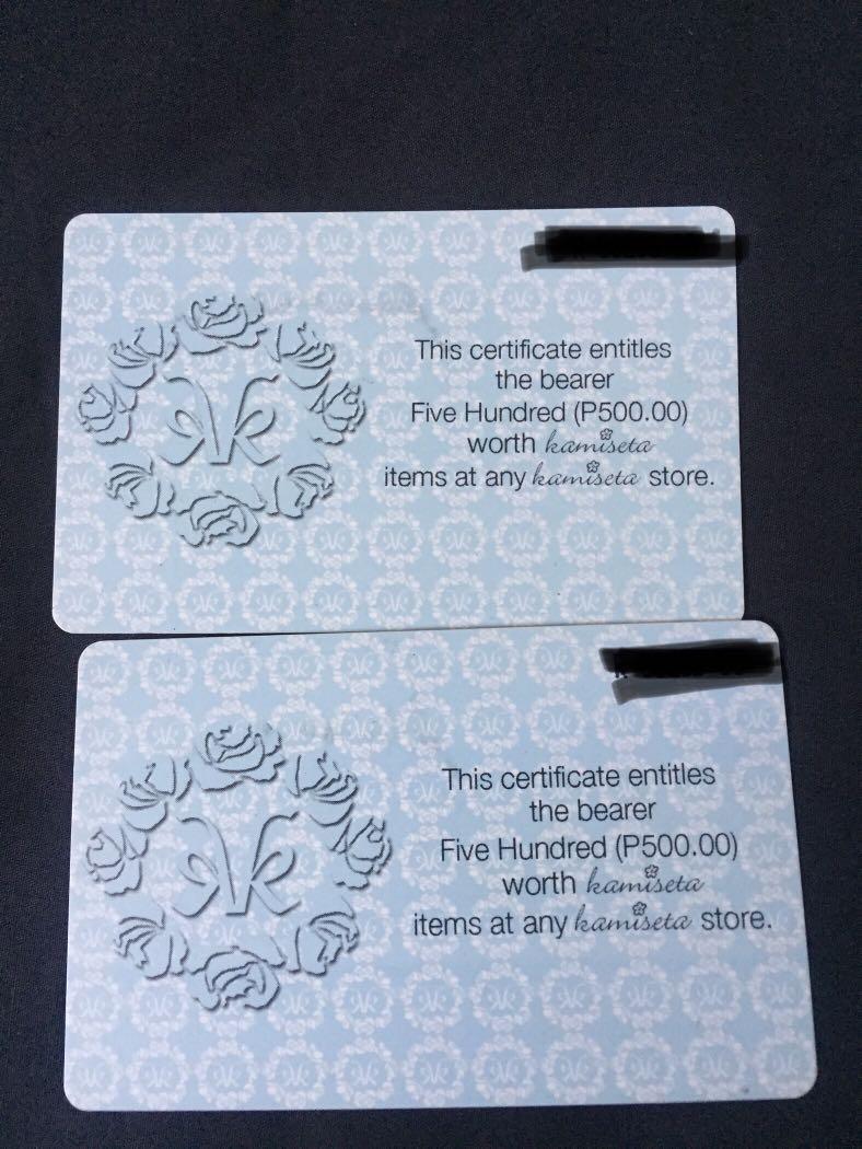 Kamiseta GC (Category: Store Credits) located in Quezon City. Submitted by vvvcccrrrzzz (Listing ID 1080603308, Image 1). Description: I am out of Manila due to covid and there are no Kamiseta stores here lol. Will ship the GCs for free via 2GO or LBC..