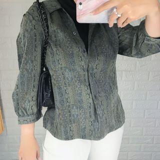 Kemeja Flower Blue Grey