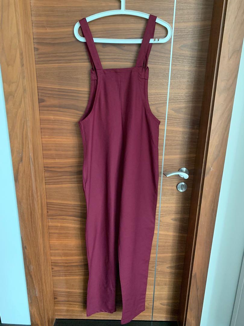 Maroon dungarees Lucy Yak Women s Fashion Dresses Sets