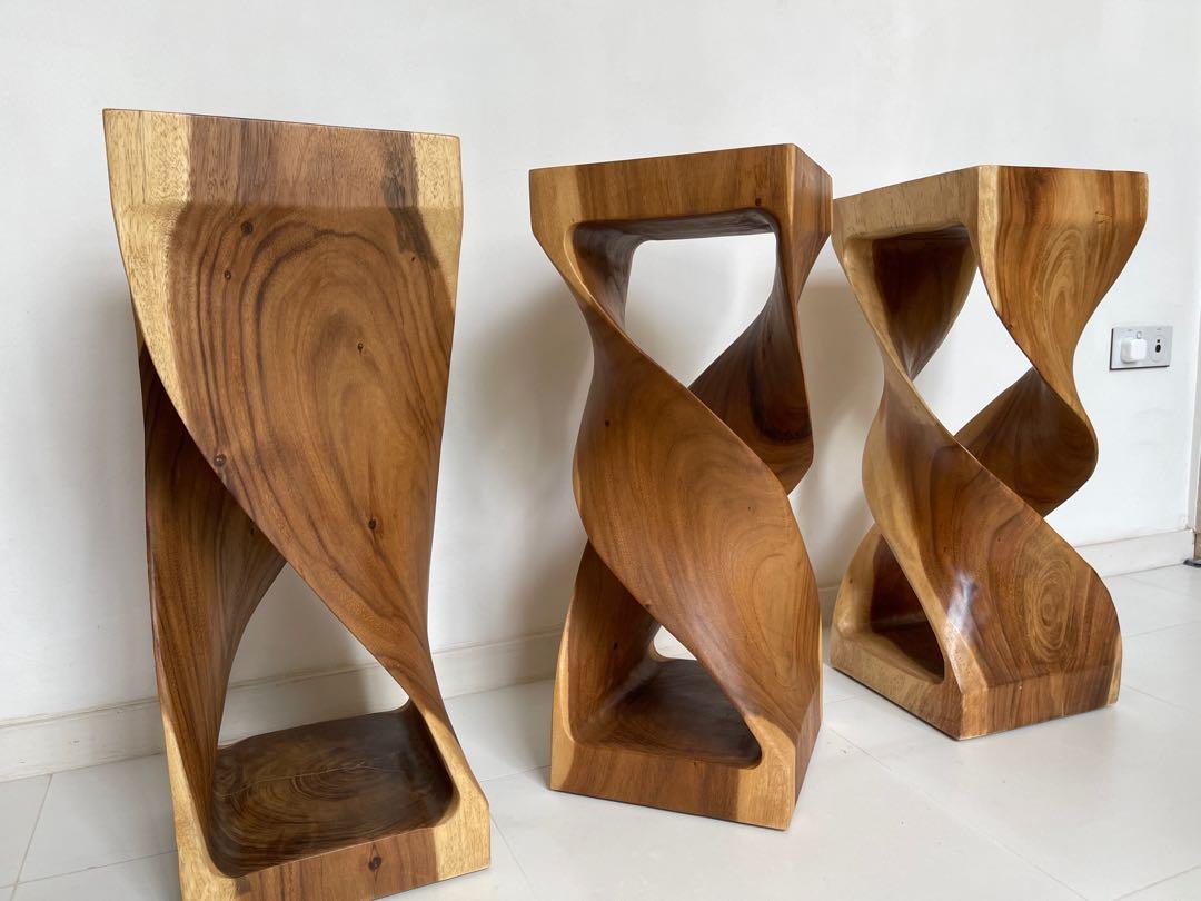Natural wooden bar stools/display stand (entire log), Furniture & Home ...