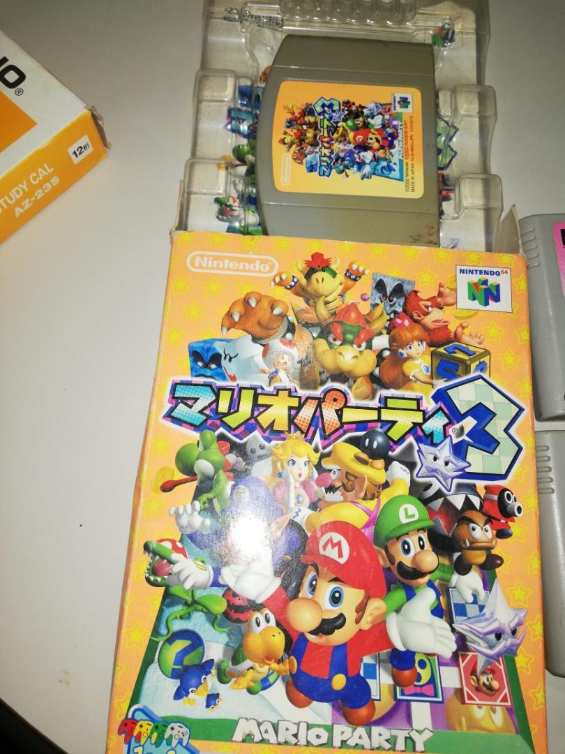Nintendo cartridges (Category: Nintendo) located in Paranaque City. Submitted by 4thestate.surplusan (Listing ID 1080723382, Image 2). Description: mario party in box, (900) other n 64 cartridges @ 250 each.