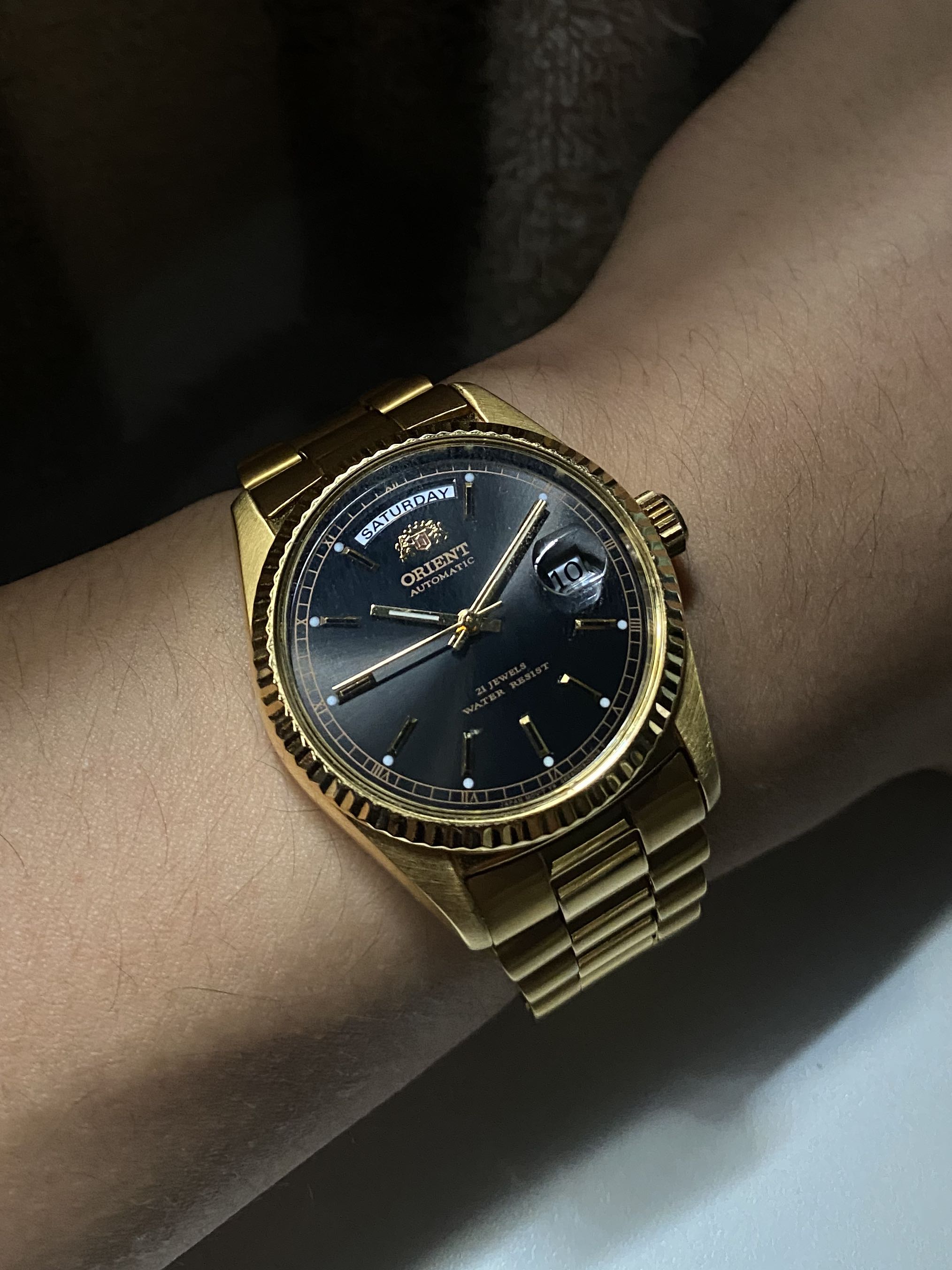 Orient president gold discount watch