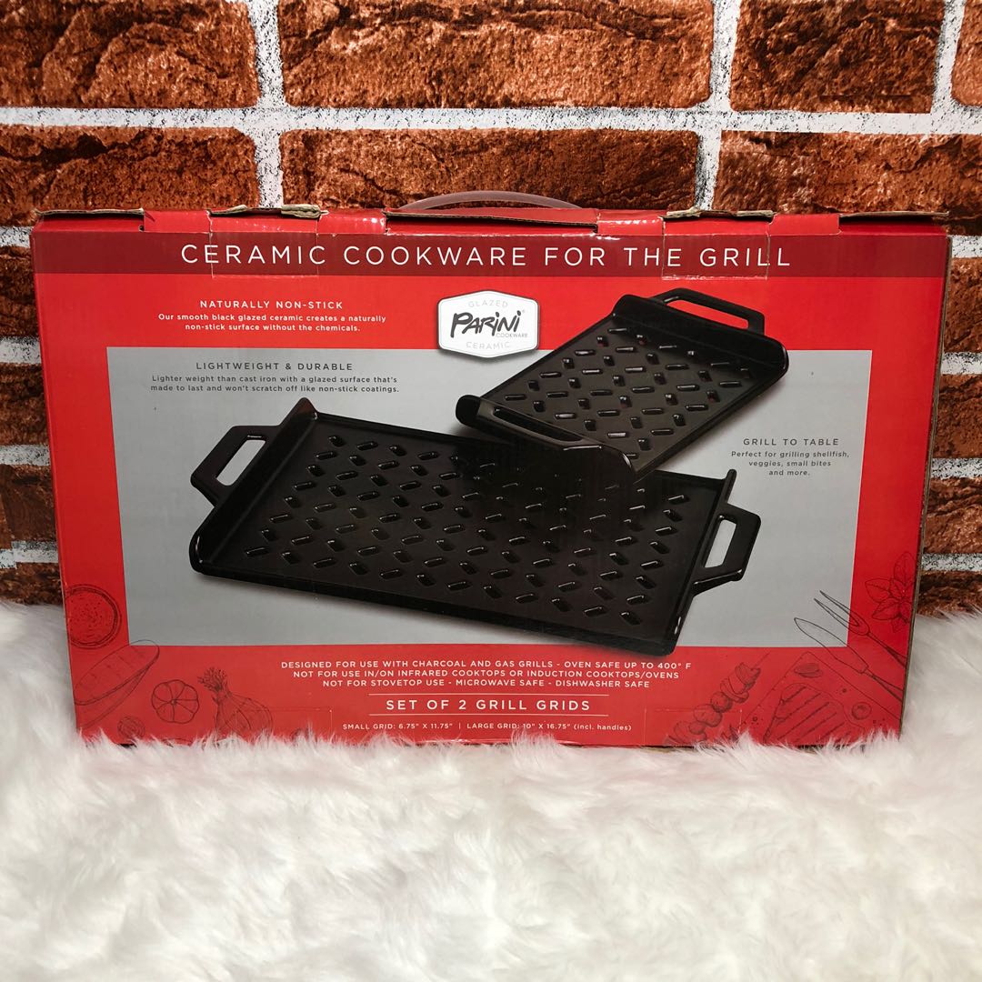 PARINI COOKWARE SET OF 2 CERAMIC GRILL GRIDS (for Grills or Oven