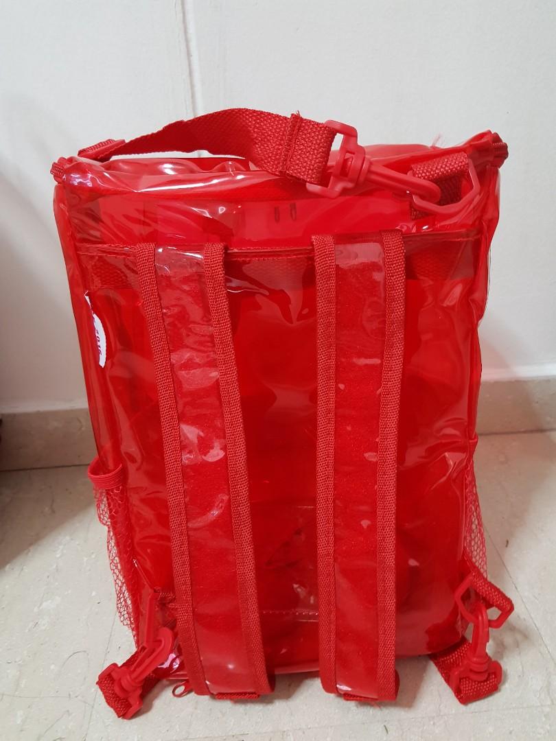 Red top transparent bag
