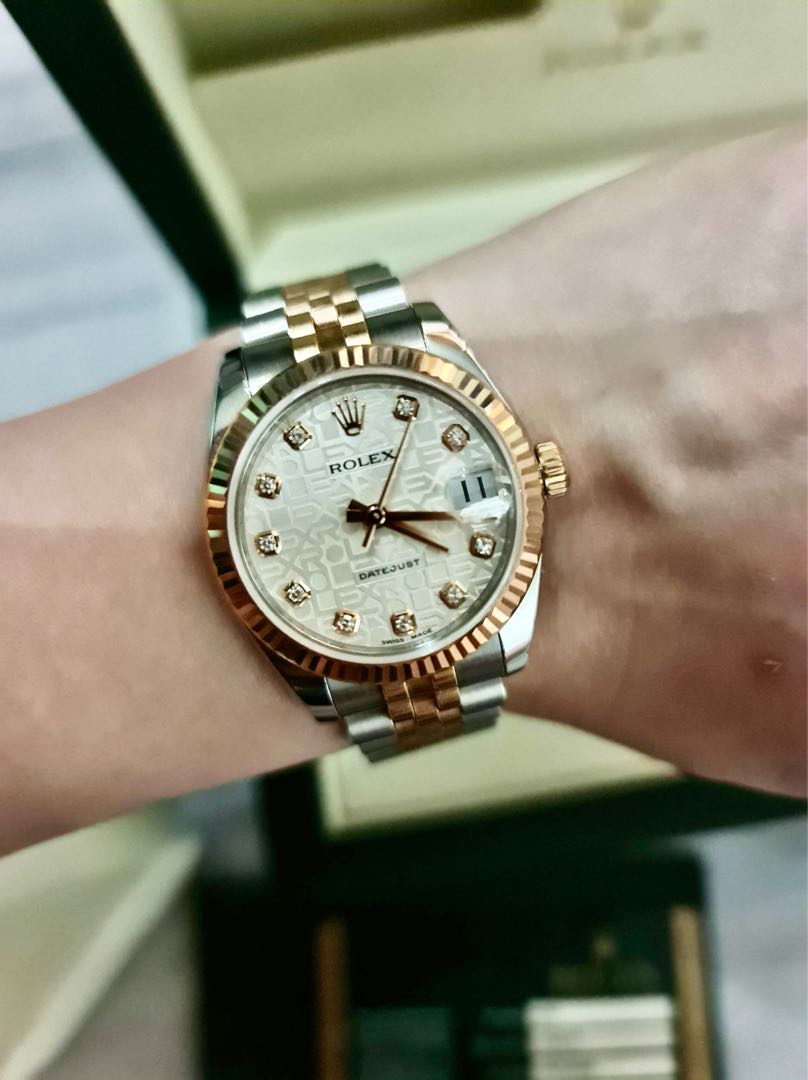 Rolex boy store size rose gold