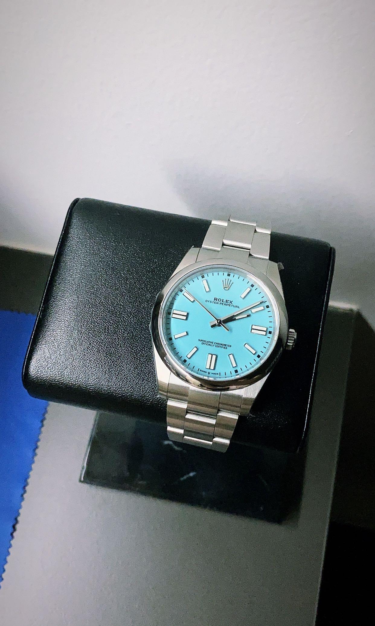 Rolex Oyster Perpetual 41mm Turqoise Blue Tiffany Blue Ref Luxury Watches On Carousell