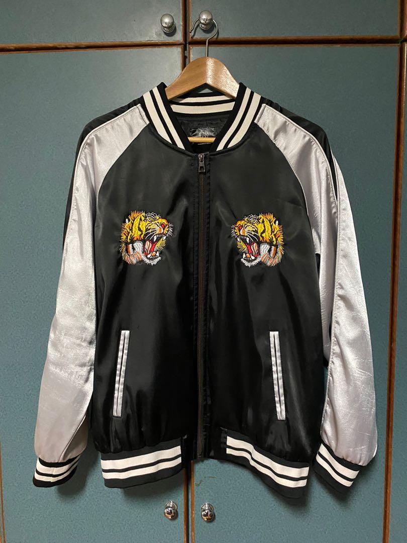 Embroidered satin tiger shop reversible bomber jacket