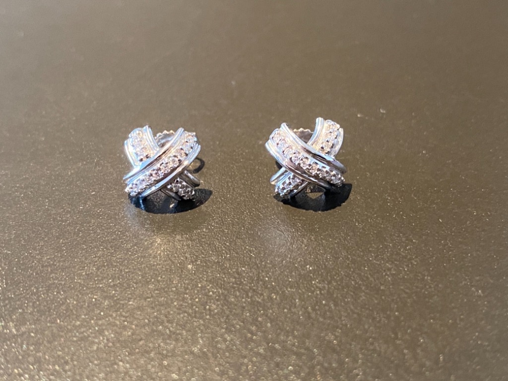 Tiffany Co Diamond X Earrings Women s Fashion Jewelry