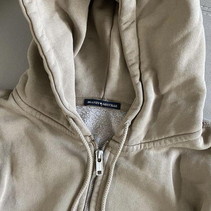 uzzlang brandy melville tan carla hoodie jacket