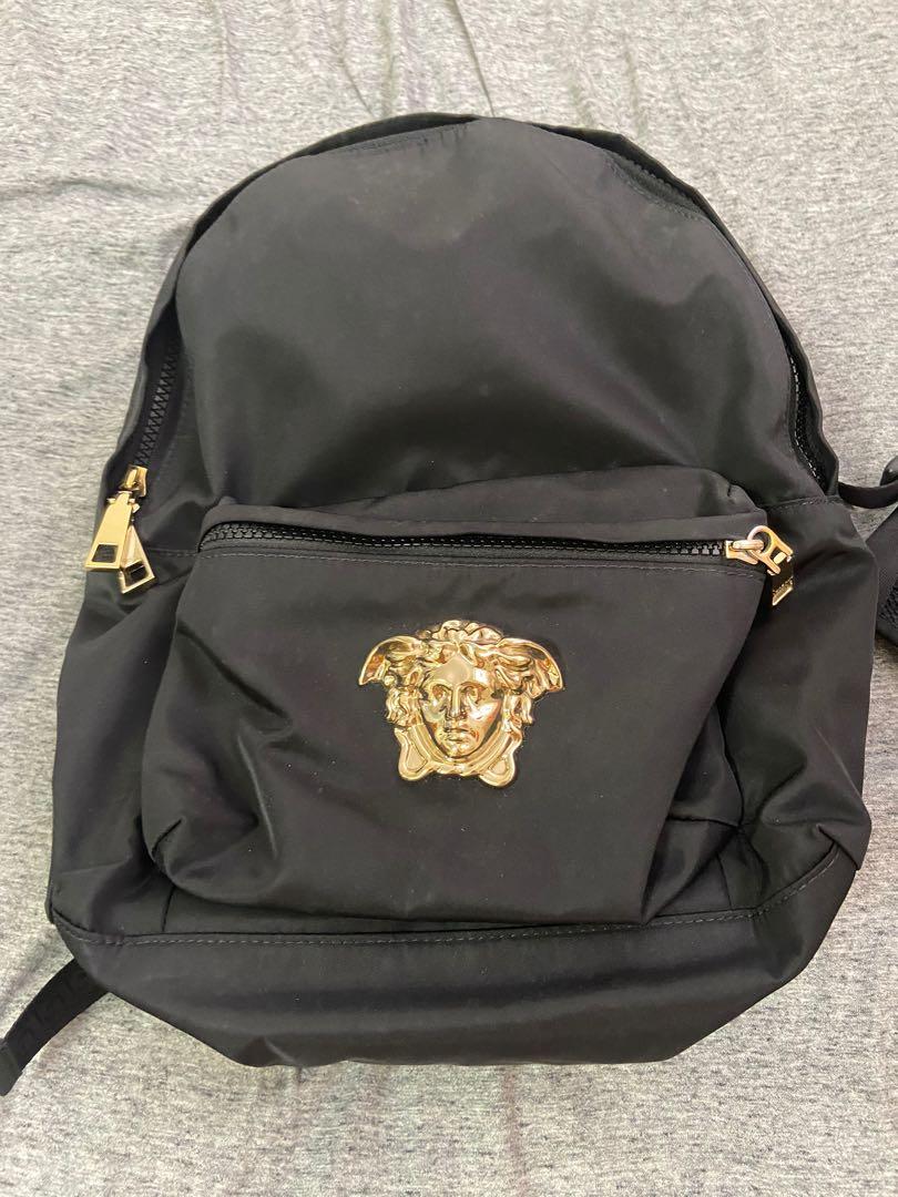 VERSACE Small PALAZZO nylon backpack with gold Medusa logo plaque