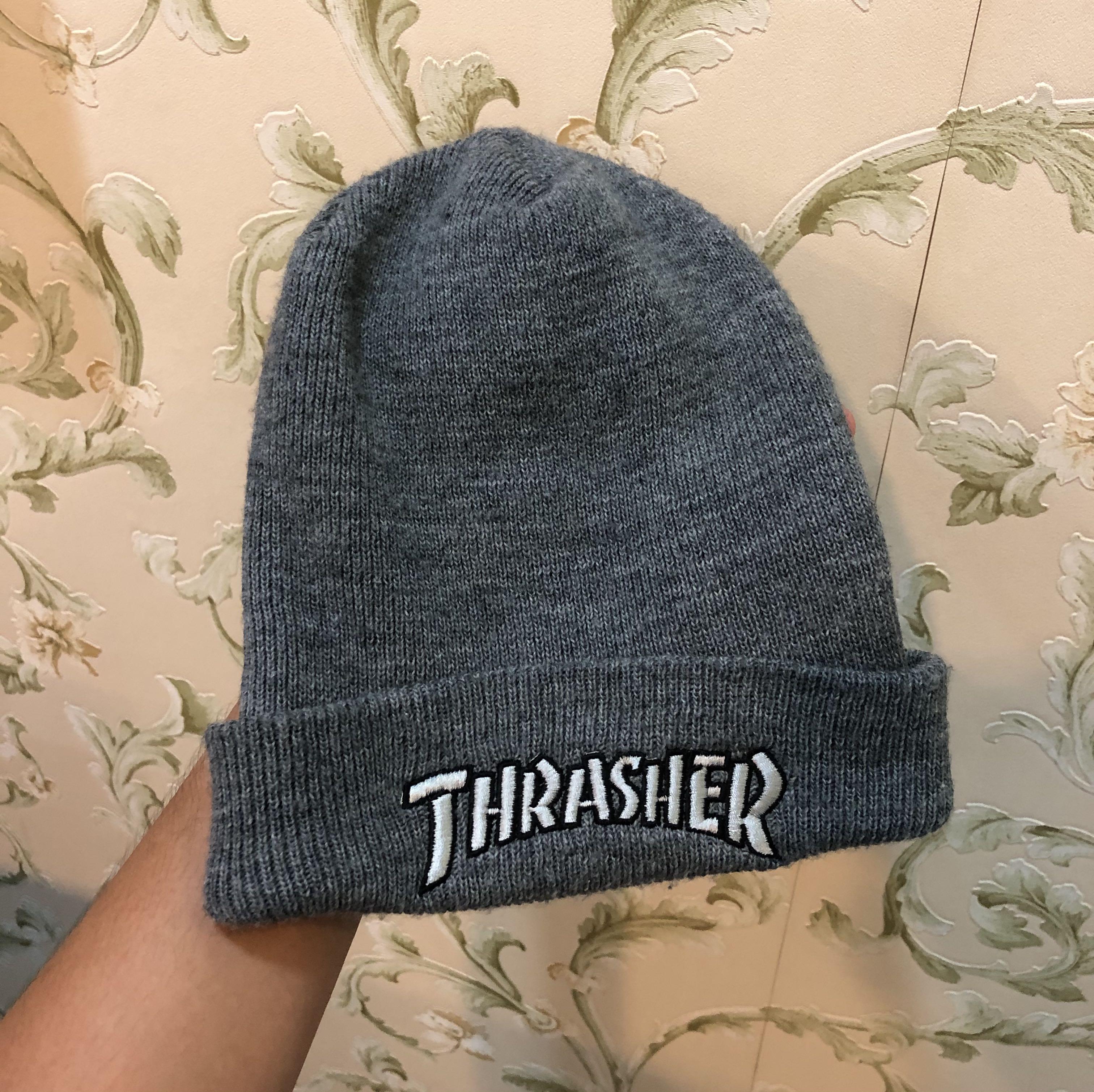 Vintage Thrasher Beanie, Men's Fashion 