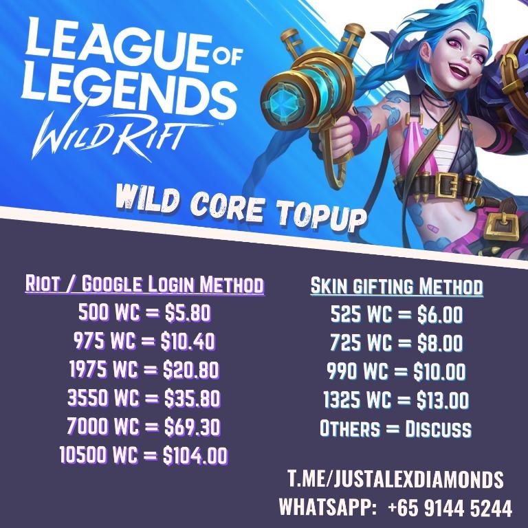 Top Up League of Legends Wild Rift Wild Core - Item4Gamer