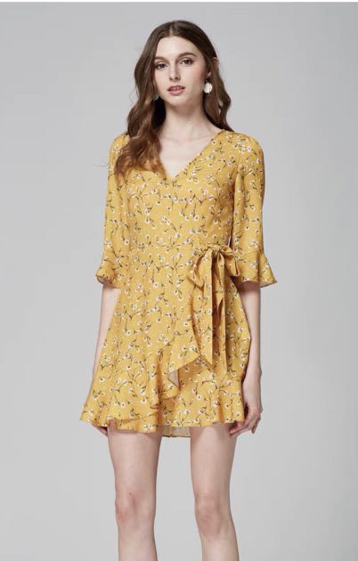 Flower dress yellow Sale