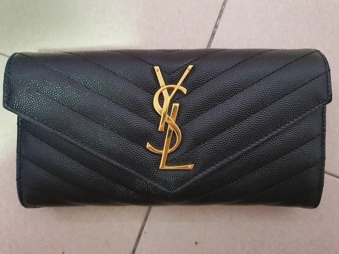 Monogram large flap wallet in grain de poudre embossed leather outlet