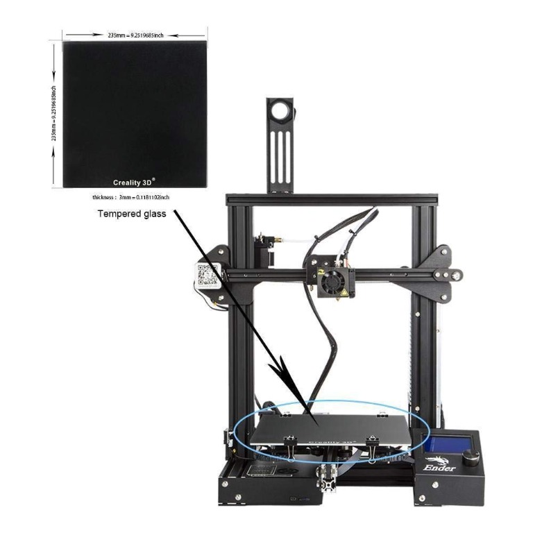 [41102] Creality Ender 3 Glass Bed Heated Bed Build Surface 3D Printer