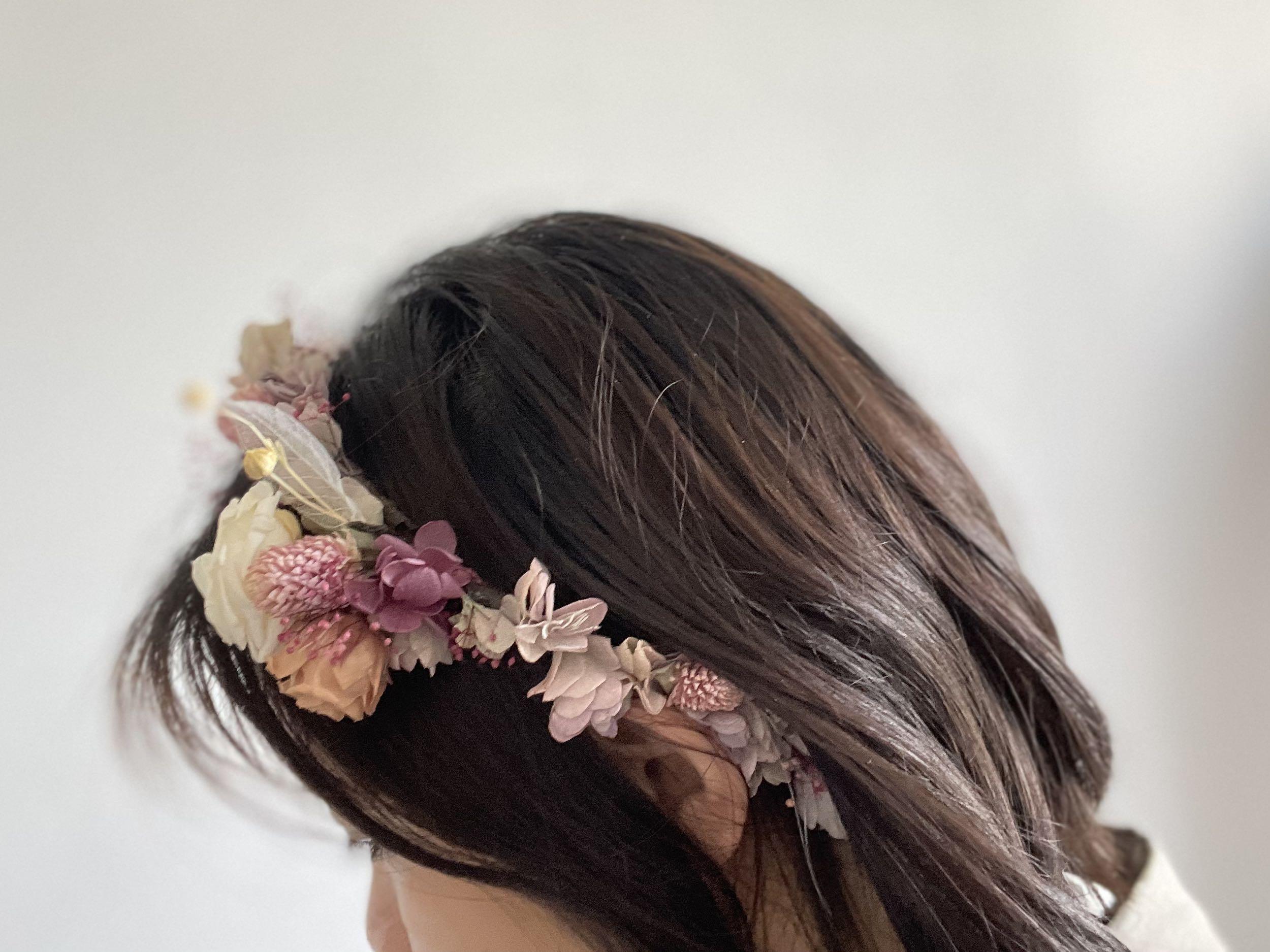 訂造 保鮮花新娘頭花頭飾花冠日本保鲜花永生花不凋花 手作 自家設計 手作產品 飾物 Carousell