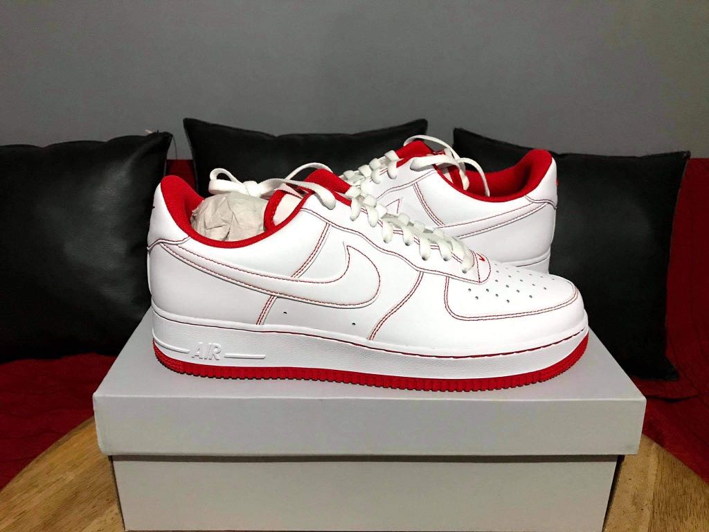 Air Force 1'07 Contrast Stitch White/University Red, Men's Fashion,  Footwear, Sneakers on Carousell