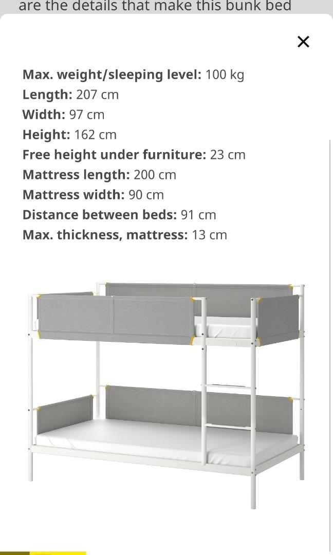 IKEA bunk bed 90*200cm, usual price 300+, Furniture & Home Living