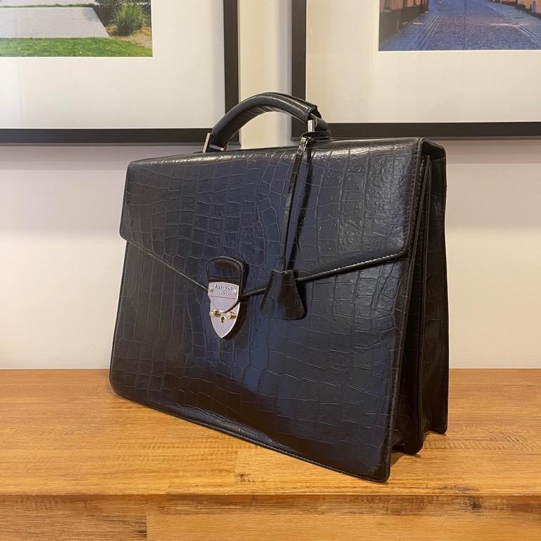 Aspinal Black Leather Briefcase