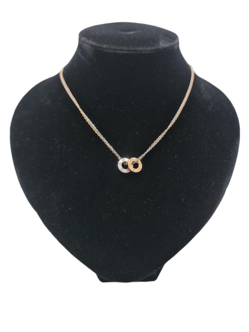 18K WHITE AND PINK GOLD CHAIN NECKLACE 