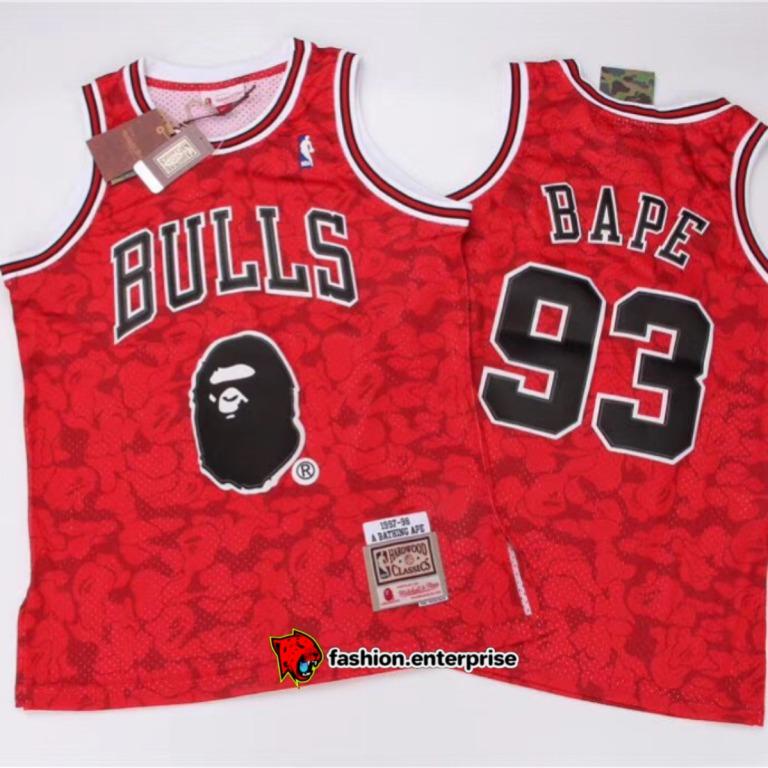 BAPE x Mitchell & Ness Bulls ABC Red Basketball Swingman Jersey