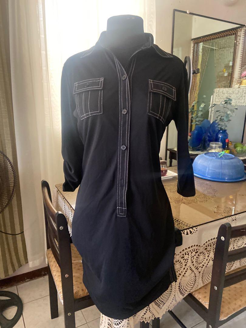 boyfriend shirt dress black