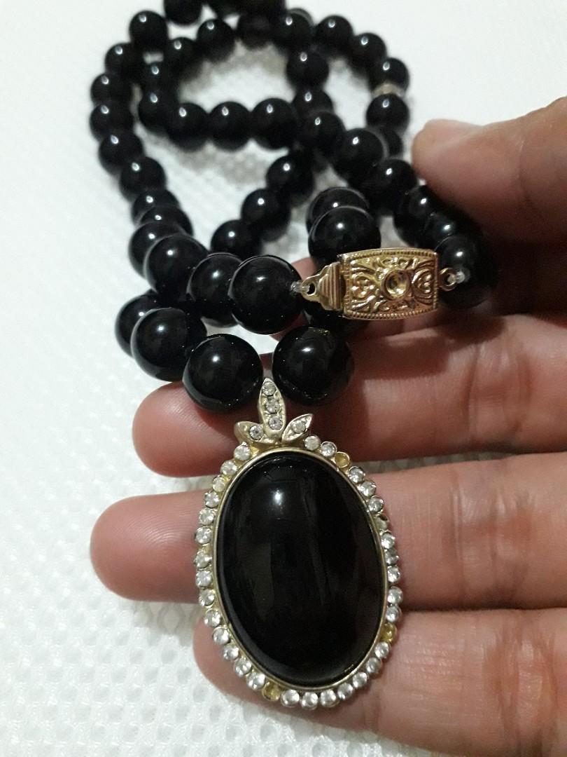 Black onyx necklace, Women's Fashion 