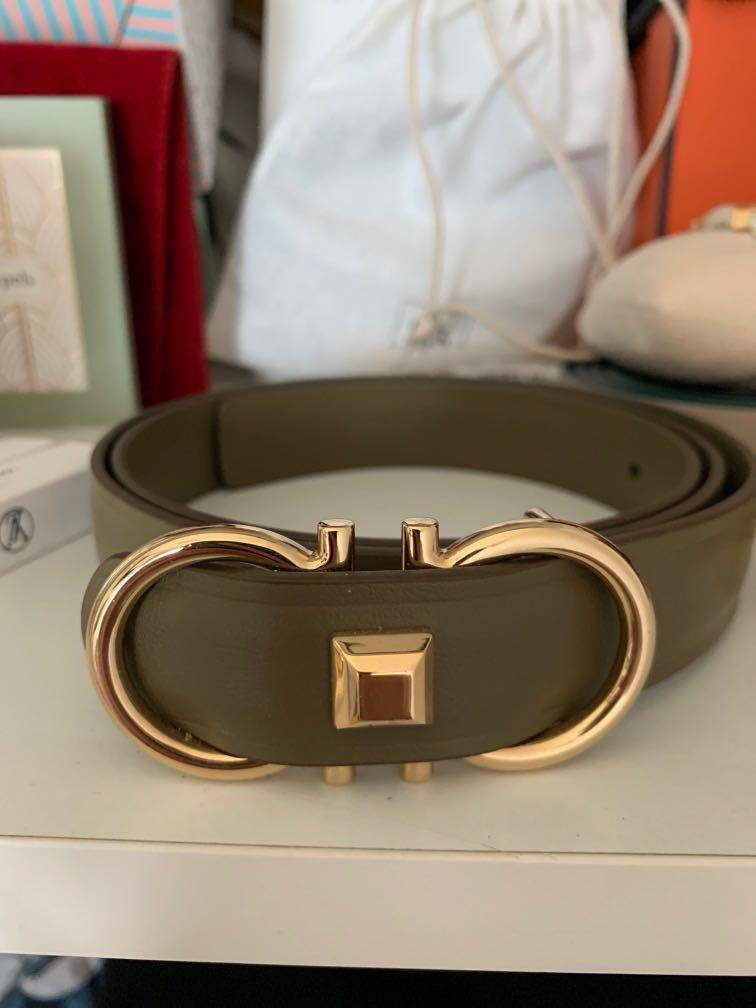 Green ferragamo belt hot sale