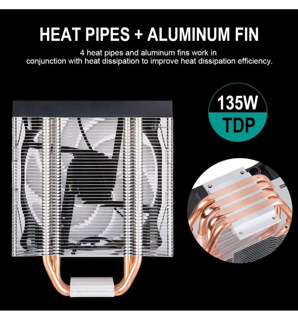 FireSale/BNIB GOLDEN FIELD H01 CPU Air Cooler 4 Heatpipes Heatsink with  120mm RGB Fan RGB Black Cover CPU Cooling Fan for Intel and AMD, Computers  u0026 Tech, Parts u0026 Accessories, Computer Parts