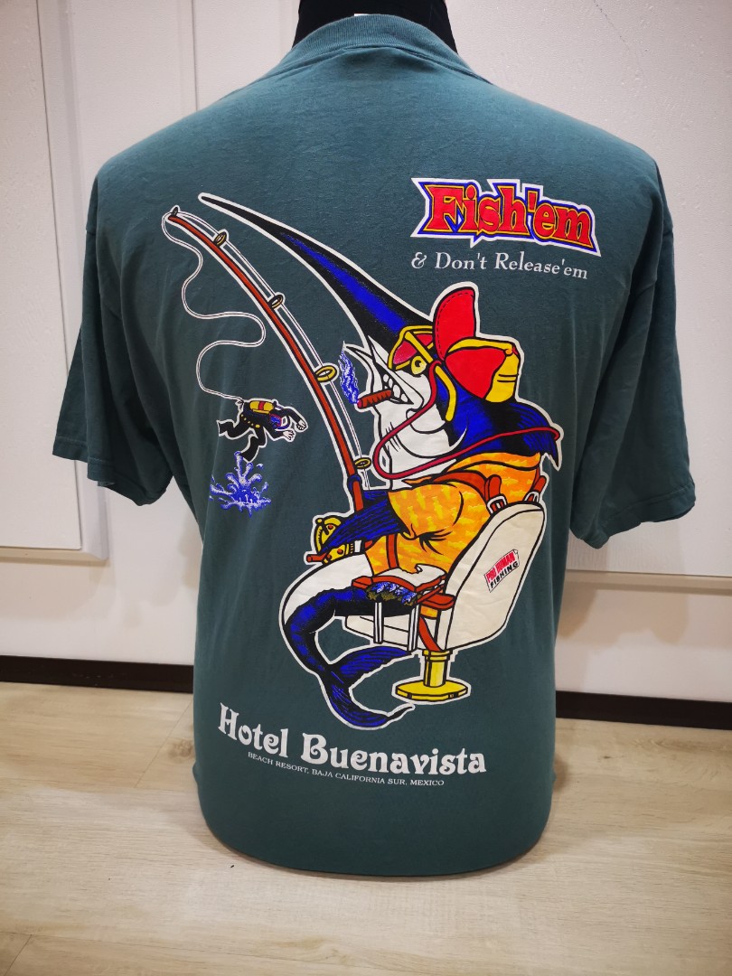 FISHING SHIRT VTG 90s, Men's Fashion, Tops & Sets, Tshirts & Polo