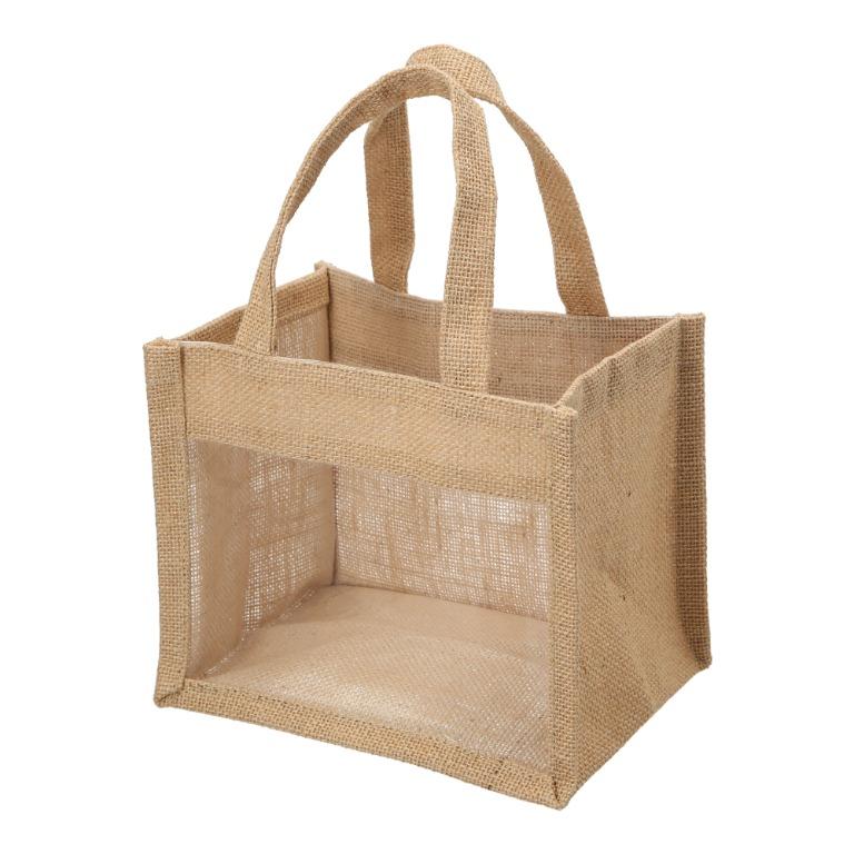 Jute gift bags on sale with window