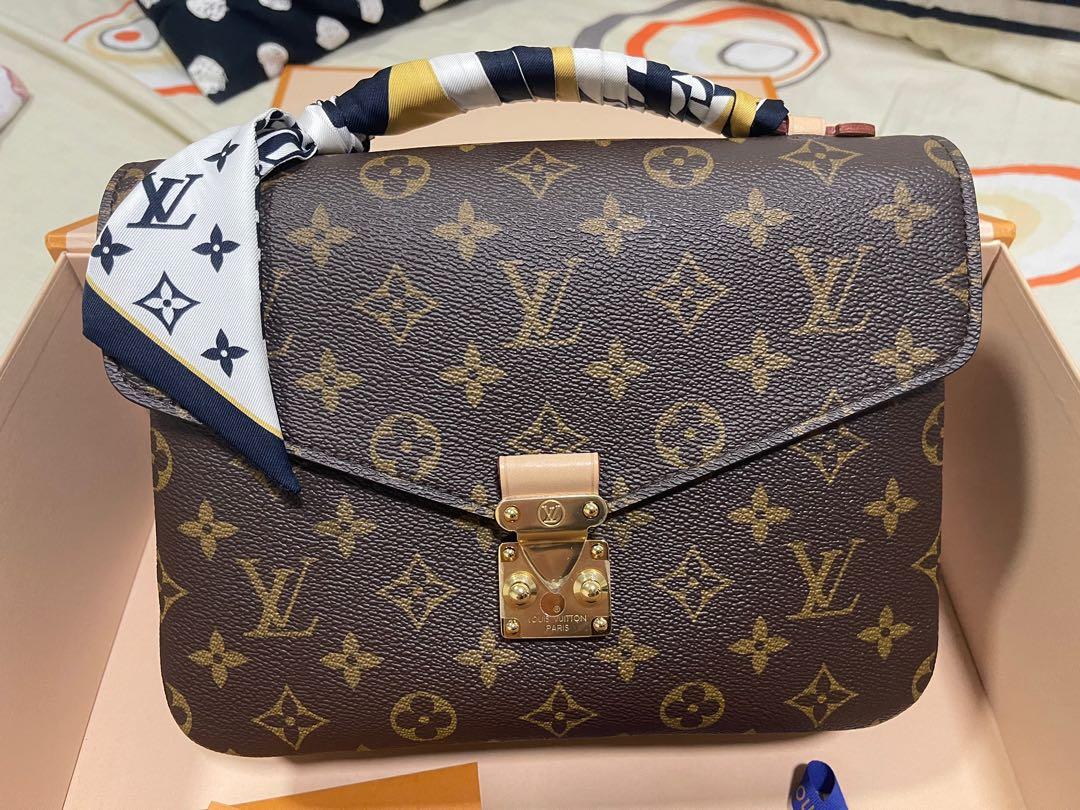 Louis Vuitton Pochette Métis with Lv logo scarf, Luxury, Bags
