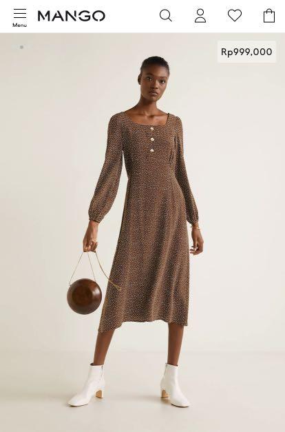 Mango Polka Dot Print Dress Fesyen Wanita Pakaian Wanita Gaun