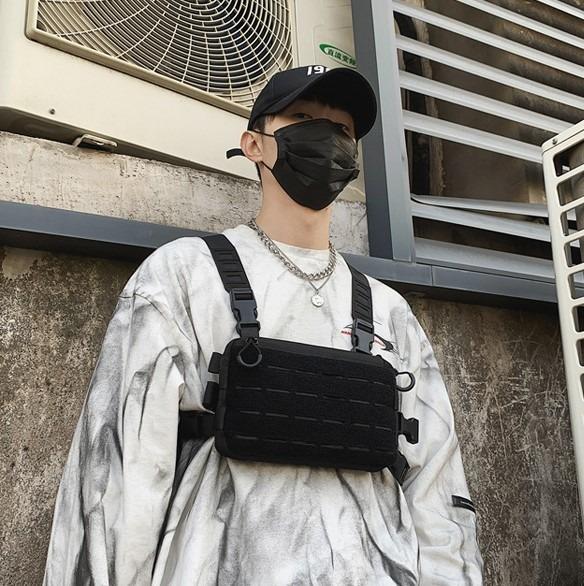 Men Women Front Tactical Chest Bag Pouch Wallet with Harness