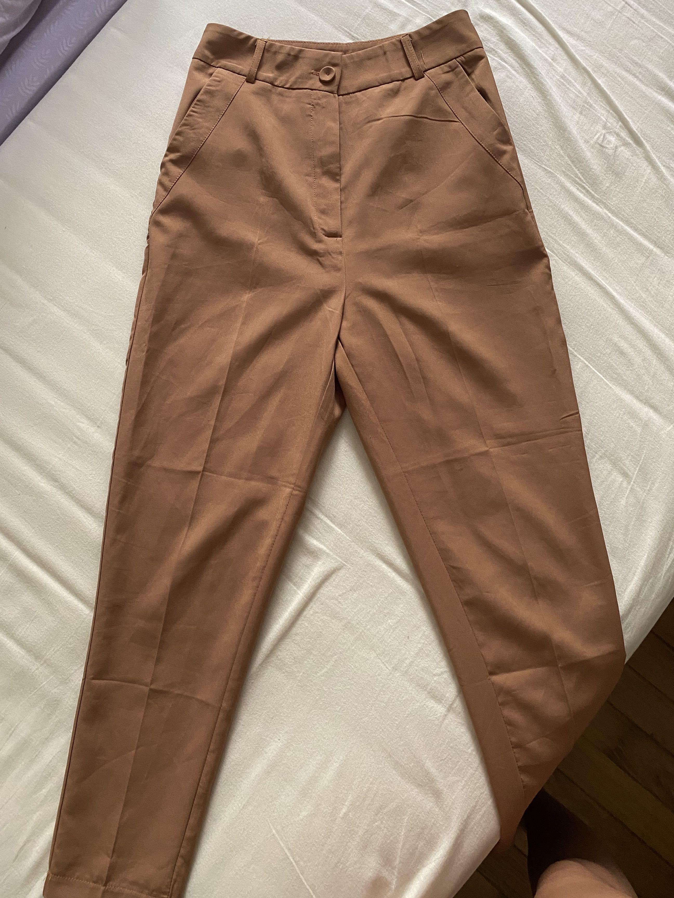 Brown high waisted pants clearance